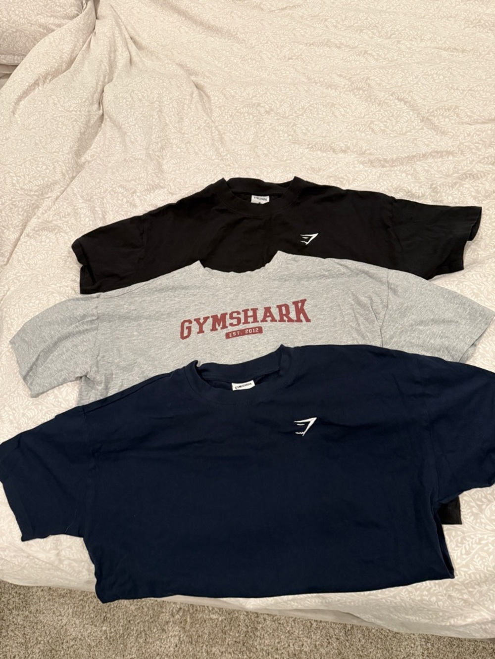 Gymshark Black, Gray & Navy Short Sleeve Tee Pack